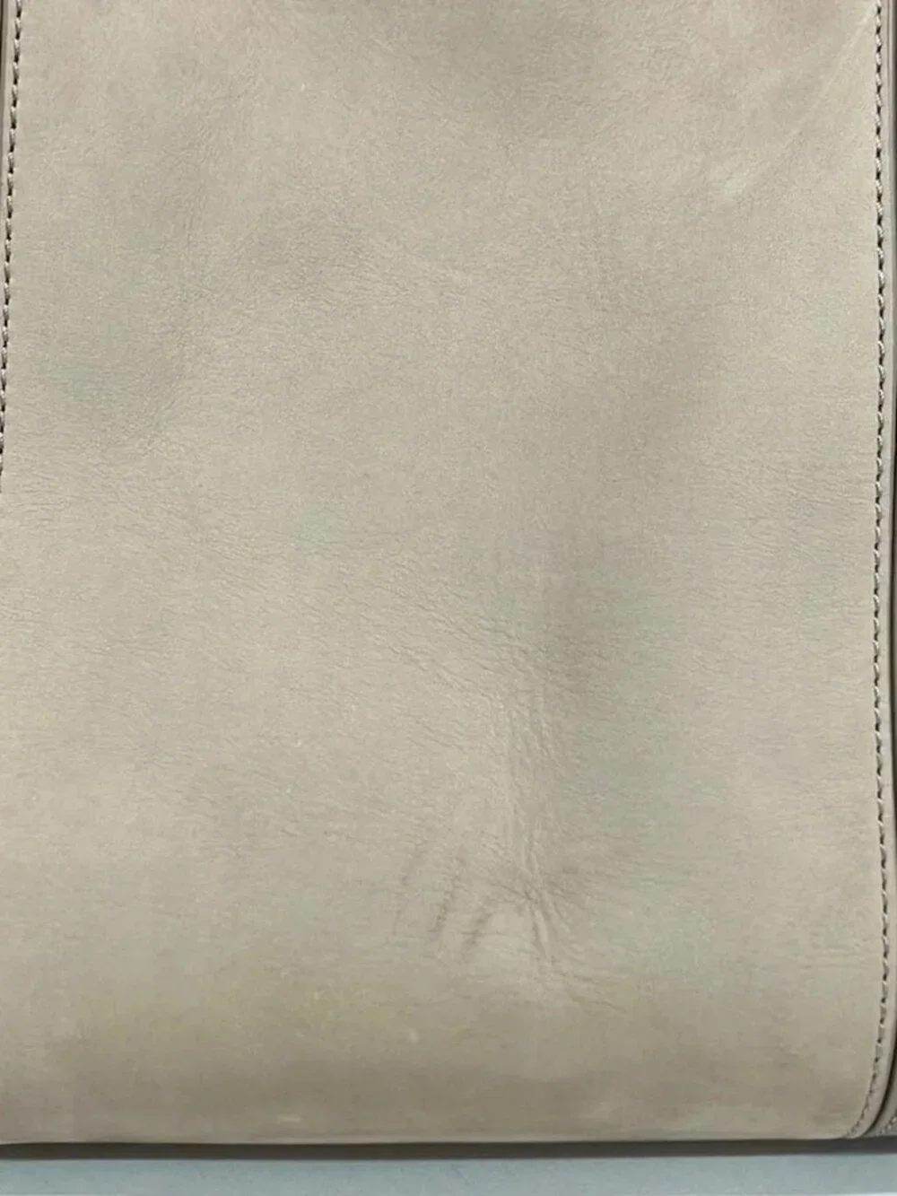 TORY BURCH Gray Beige Leather Nubuck Tote Bag